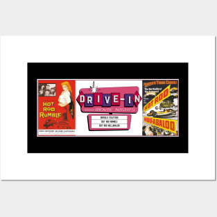 Drive-In Double Feature - Hot Rod Rumble & Hot Rod Hullabaloo Posters and Art